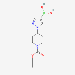 (1-(1-(tert-Butoxycarbonyl)piperidin-4-yl)-1H-pyrazol-4-yl)boronic acid chemical structure (CAS 1190875-39-8)