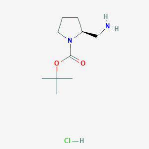 (S)-tert-Butyl 2-(aminomethyl)pyrrolidine-1-carboxylate hydrochloride chemical structure (CAS 1190890-11-9)