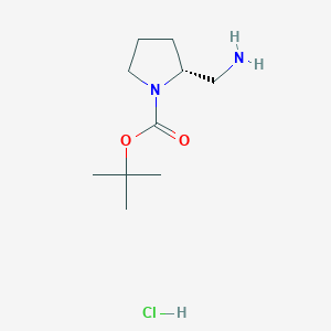 (R)-tert-Butyl 2-(aminomethyl)pyrrolidine-1-carboxylate hydrochloride chemical structure (CAS 1190890-12-0)