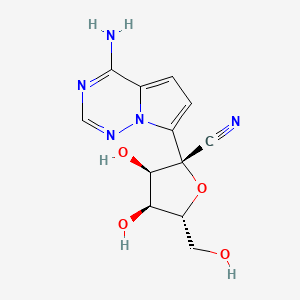 (2R,3R,4S,5R)-2-(4-Aminopyrrolo[2,1-f][1,2,4]triazin-7-yl)-3,4-dihydroxy-5-(hydroxymethyl)tetrahydrofuran-2-carbonitrile chemical structure (CAS 1191237-69-0)
