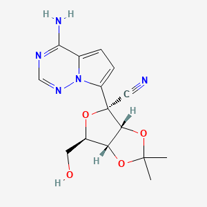 (3aR,4R,6R,6aR)-4-(4-Aminopyrrolo[2,1-f][1,2,4]triazin-7-yl)-6-(hydroxymethyl)-2,2-dimethyltetrahydrofuro[3,4-d][1,3]dioxole-4-carbonitrile chemical structure (CAS 1191237-80-5)