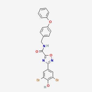 3-(3,5-Dibromo-4-hydroxyphenyl)-N-(4-phenoxybenzyl)-1,2,4-oxadiazole-5-carboxamide chemical structure (CAS 1191252-49-9)