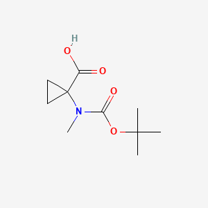 1-((tert-Butoxycarbonyl)(methyl)amino)cyclopropanecarboxylic acid chemical structure (CAS 119145-87-8)