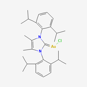 (1,3-Bis(2,6-diisopropylphenyl)-4,5-dimethyl-1,3-dihydro-2H-imidazol-2-ylidene)gold(III) chloride chemical structure (CAS 1192141-66-4)