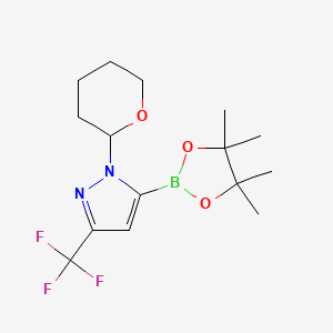 1-(Tetrahydro-2H-pyran-2-yl)-5-(4,4,5,5-tetramethyl-1,3,2-dioxaborolan-2-yl)-3-(trifluoromethyl)-1H-pyrazole chemical structure (CAS 1192187-75-9)