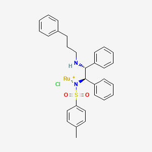 Chloro[N-[(1R,2R)-1,2-diphenyl-2-[[3-(η6-phenyl)propyl]amino-κN]ethyl]-4-methylbenzenesulfonamidato-κN]ruthenium chemical structure (CAS 1192620-83-9)