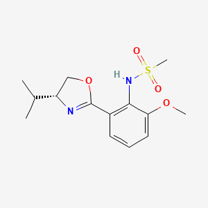 (R)-N-(2-(4-Isopropyl-4,5-dihydrooxazol-2-yl)-6-methoxyphenyl)methanesulfonamide chemical structure (CAS 1192815-26-1)