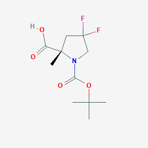 (S)-1-(tert-Butoxycarbonyl)-4,4-difluoro-2-methylpyrrolidine-2-carboxylic acid chemical structure (CAS 1194032-23-9)