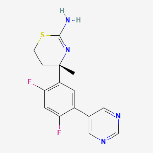 (S)-4-(2,4-Difluoro-5-(pyrimidin-5-yl)phenyl)-4-methyl-5,6-dihydro-4H-1,3-thiazin-2-amine chemical structure (CAS 1194044-20-6)