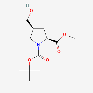 1-tert-butyl 2-methyl (2S,4S)-4-(hydroxymethyl)pyrrolidine-1,2-dicarboxylate chemical structure (CAS 1194059-42-1)