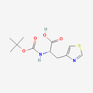 (S)-2-((tert-Butoxycarbonyl)amino)-3-(thiazol-4-yl)propanoic acid chemical structure (CAS 119434-75-2)