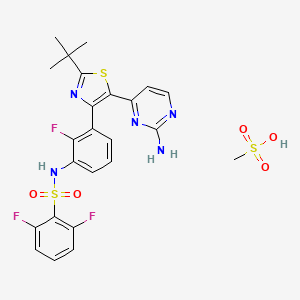 N-(3-(5-(2-Aminopyrimidin-4-yl)-2-(tert-butyl)thiazol-4-yl)-2-fluorophenyl)-2,6-difluorobenzenesulfonamide methanesulfonate chemical structure (CAS 1195768-06-9)