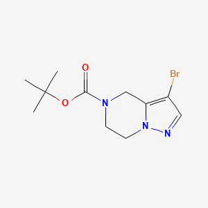 tert-Butyl 3-bromo-6,7-dihydropyrazolo[1,5-a]pyrazine-5(4H)-carboxylate chemical structure (CAS 1196154-25-2)