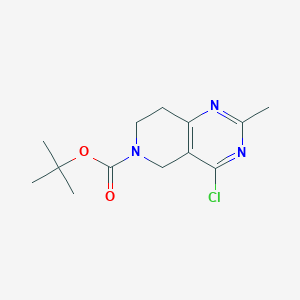 tert-Butyl 4-chloro-2-methyl-7,8-dihydropyrido[4,3-d]pyrimidine-6(5H)-carboxylate chemical structure (CAS 1196156-04-3)
