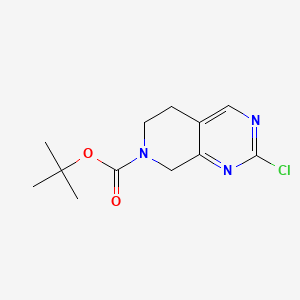tert-Butyl 2-chloro-5,6-dihydropyrido[3,4-d]pyrimidine-7(8H)-carboxylate chemical structure (CAS 1196156-15-6)