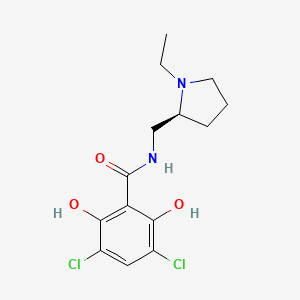 (S)-3,5-Dichloro-N-((1-ethylpyrrolidin-2-yl)methyl)-2,6-dihydroxybenzamide chemical structure (CAS 119670-11-0)