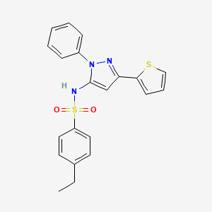4-Ethyl-N-(1-phenyl-3-(thiophen-2-yl)-1H-pyrazol-5-yl)benzenesulfonamide chemical structure (CAS 1196723-93-9)