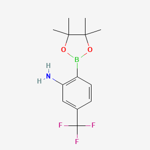 2-(4,4,5,5-Tetramethyl-1,3,2-dioxaborolan-2-yl)-5-(trifluoromethyl)aniline chemical structure (CAS 1196972-92-5)