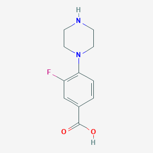 3-Fluoro-4-(piperazin-1-yl)benzoic acid chemical structure (CAS 1197193-04-6)