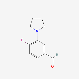 4-Fluoro-3-pyrrolidinobenzaldehyde chemical structure (CAS 1197193-31-9)