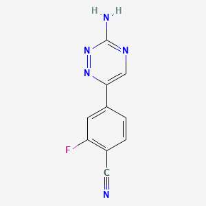4-(3-Amino-1,2,4-triazin-6-yl)-2-fluorobenzonitrile chemical structure (CAS 1197377-47-1)