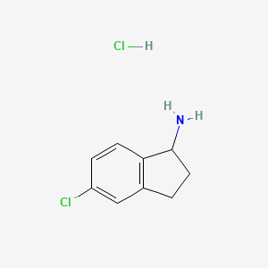 5-Chloro-2,3-dihydro-1H-inden-1-amine hydrochloride chemical structure (CAS 1197668-23-7)