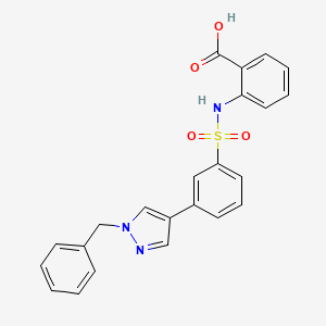 2-((3-(1-Benzyl-1H-pyrazol-4-yl)phenyl)sulfonamido)benzoic acid chemical structure (CAS 1197896-79-9)