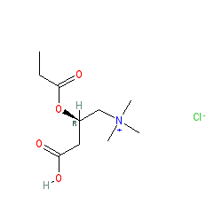 (R)-3-(Propionyloxy)-4-(trimethylammonio)butanoate hydrochloride chemical structure (CAS 119793-66-7)