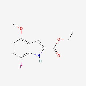 Ethyl 7-fluoro-4-methoxy-1H-indole-2-carboxylate chemical structure (CAS 1197943-55-7)