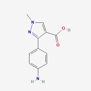3-(4-Aminophenyl)-1-methyl-1H-pyrazole-4-carboxylic acid chemical structure (CAS 1197965-65-3)