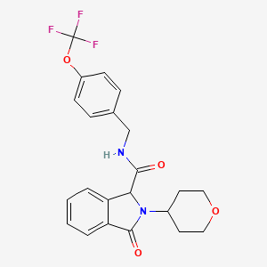 3-Oxo-2-(tetrahydro-2H-pyran-4-yl)-N-(4-(trifluoromethoxy)benzyl)isoindoline-1-carboxamide chemical structure (CAS 1198160-14-3)