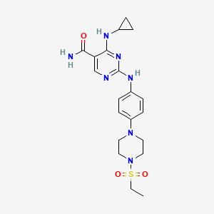 4-(Cyclopropylamino)-2-((4-(4-(ethylsulfonyl)piperazin-1-yl)phenyl)amino)pyrimidine-5-carboxamide chemical structure (CAS 1198300-79-6)