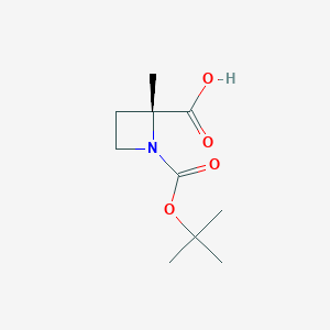 (R)-1-(tert-Butoxycarbonyl)-2-methylazetidine-2-carboxylic acid chemical structure (CAS 1198339-37-5)