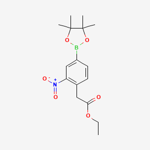 Ethyl 2-(2-nitro-4-(4,4,5,5-tetramethyl-1,3,2-dioxaborolan-2-yl)phenyl)acetate chemical structure (CAS 1198615-90-5)