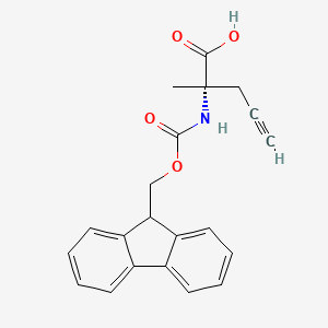 (S)-2-((((9H-Fluoren-9-yl)methoxy)carbonyl)amino)-2-methylpent-4-ynoic acid chemical structure (CAS 1198791-58-0)