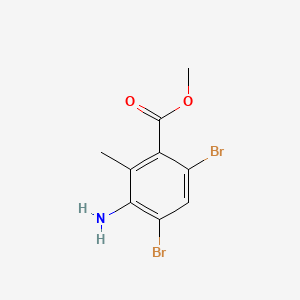 Methyl 3-amino-4,6-dibromo-2-methylbenzoate chemical structure (CAS 119916-05-1)