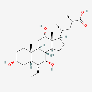 (2S,4R)-4-((3R,5S,6R,7R,8R,9S,10S,12S,13R,14S,17R)-6-Ethyl-3,7,12-trihydroxy-10,13-dimethylhexadecahydro-1H-cyclopenta[a]phenanthren-17-yl)-2-methylpentanoic acid chemical structure (CAS 1199796-29-6)