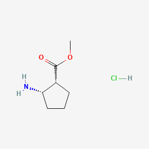 (1R,2S)-rel-Methyl 2-aminocyclopentanecarboxylate hydrochloride chemical structure (CAS 119993-55-4)