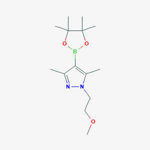 1-(2-Methoxyethyl)-3,5-dimethyl-4-(tetramethyl-1,3,2-dioxaborolan-2-yl)-1H-pyrazole chemical structure (CAS 1200537-40-1)