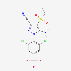 5-Amino-1-(2,6-dichloro-4-(trifluoromethyl)phenyl)-4-(ethylsulfonyl)-1H-pyrazole-3-carbonitrile chemical structure (CAS 120068-68-0)