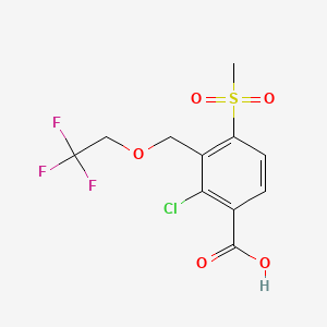2-Chloro-4-(methylsulfonyl)-3-((2,2,2-trifluoroethoxy)methyl)benzoic acid chemical structure (CAS 120100-77-8)