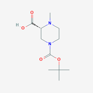 (R)-4-(tert-Butoxycarbonyl)-1-methylpiperazine-2-carboxylic acid chemical structure (CAS 1201630-69-4)