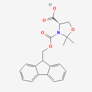 (S)-3-(((9H-Fluoren-9-yl)methoxy)carbonyl)-2,2-dimethyloxazolidine-4-carboxylic acid chemical structure (CAS 1201651-31-1)