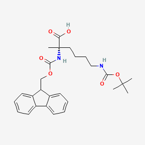 (S)-2-((((9H-Fluoren-9-yl)methoxy)carbonyl)amino)-6-((tert-butoxycarbonyl)amino)-2-methylhexanoic acid chemical structure (CAS 1202003-49-3)