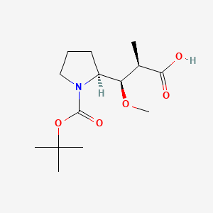 (2R,3R)-3-((S)-1-(tert-Butoxycarbonyl)pyrrolidin-2-yl)-3-methoxy-2-methylpropanoic acid chemical structure (CAS 120205-50-7)