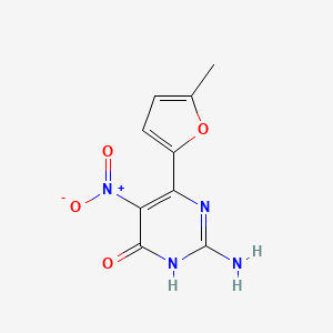 2-Amino-6-(5-methylfuran-2-yl)-5-nitropyrimidin-4(3H)-one chemical structure (CAS 1202402-41-2)