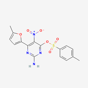 2-Amino-6-(5-methylfuran-2-yl)-5-nitropyrimidin-4-yl 4-methylbenzenesulfonate chemical structure (CAS 1202402-42-3)