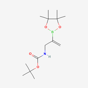 tert-Butyl-N-[2-(4,4,5,5-tetramethyl-1,3,2-dioxaborolan-2-yl)allyl]carbamate chemical structure (CAS 1202794-01-1)