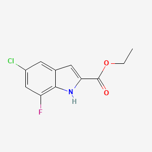 Ethyl 5-chloro-7-fluoro-1H-indole-2-carboxylate chemical structure (CAS 1204501-37-0)