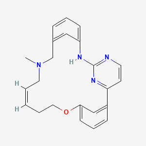 (8E)-6-Methyl-21,22-dihydro-12-oxa-3,6-diaza-2(6,2)-pyrimidina-1,4(1,3)-dibenzenacyclododecaphan-8-ene chemical structure (CAS 1204918-72-8)